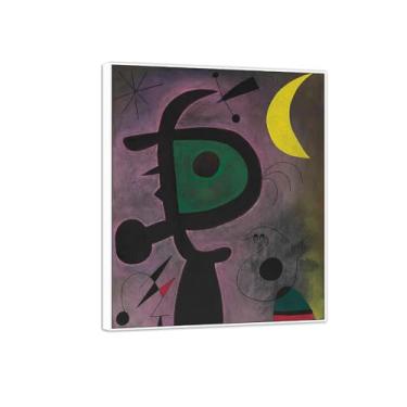 Imagem de MUHJDYC Joan Miró Imagem de arte de parede em tela - reprodução de impressões de arte famosas abstratas - pinturas com moldura branca para decoração de sala de estar (brecha 2) 20 x 25 cm - 8 x 10 pol