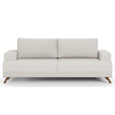 Imagem de Sofá 3 Lugares 180cm Living Pés Curvos Santi D05 Linho Cru - Mpozenato