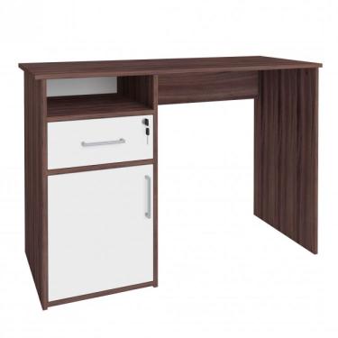 Imagem de Mesa Para Escritório 1 Prateleira 1 Nicho Hall Artany Ipê/branco