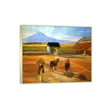 Imagem de MUHJDYC Diego Rivera Famosa Imagem em Tela - Impressões de Arte de Parede - Piso Debulhante - Moldura Prateada Pintura de Arte para Sala de Estar Quarto Decoração de Casa 50 x 60 cm - 19 x 23 pol