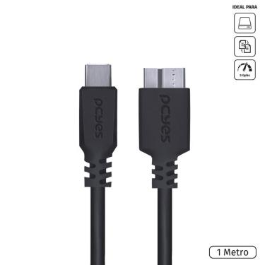 Imagem de Cabo Para Hd Externo Usb Tipo C Para Micro Usb B 3.0 1 Metro Preto - P3ucmbp-1