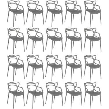 Imagem de Kit 20 Cadeiras de Jantar Allegra Design Empilhável - Cinza Escuro - M