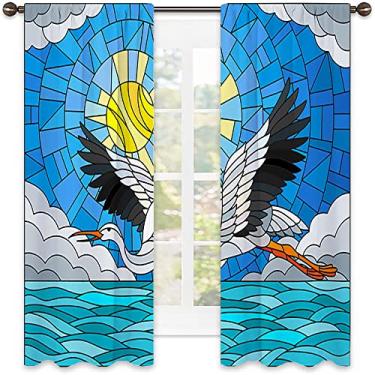 Imagem de Cortina blackout abstrata, imagem geométrica colorida fractal, tecido impermeável, cortinas blackout com absorção de som para decoração de sala de jantar/festa, L 106 x C 213 cm