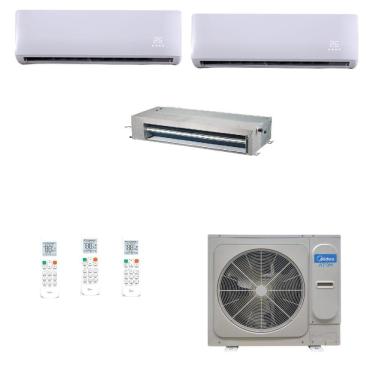 Imagem de  Ar Condicionado Split Inverter Midea 28000 BTUs (2x 9000 Hi Wall + 1x 15000 Duto) Quente/Frio - 220V