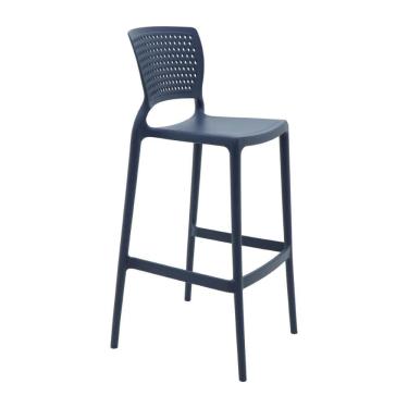 Imagem de Banqueta Alta para Bar Tramontina Serena Azul Navy em Polipropileno com Proteção Antimicrobiana