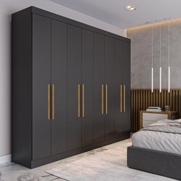 Imagem de Guarda-roupa 8 Portas com Puxador 50cm Paris Preto