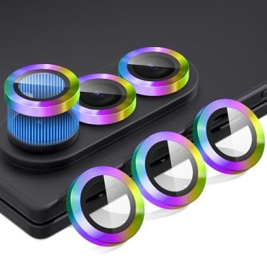 Imagem de Suoman Pacote com 2 protetores de lente para câmera Samsung Galaxy Z Fold 7, [Linhas de CD] Capa de lente de vidro temperado estilo textura metálica [assistência de posicionamento] - Cor