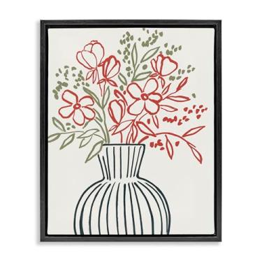Imagem de Stupell Industries Vaso botânico Simplicidade Preto Emoldurado Tela Flutuante Design de Arte de Parede por Aria K., 30 x 25