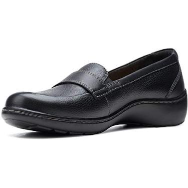 Imagem de Clarks Mocassim feminino Cora Daisy, Preto polido, 9 Narrow