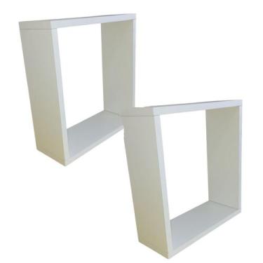 Imagem de Kit 2 Nichos Quadrado MDF Branco Fosco TX 30x33x12 Decorativo Sala Qua