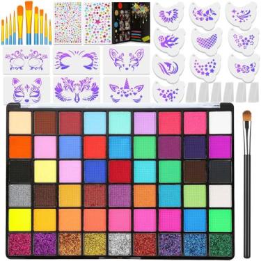 Imagem de Kit de pintura facial Thrilez 54 Color Water Activated com estênceis