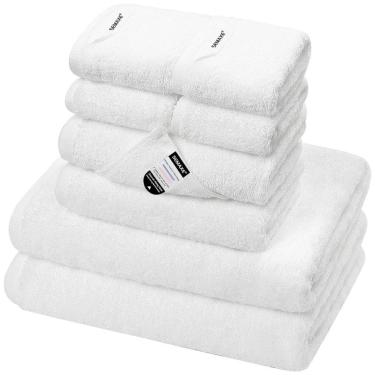 Imagem de Jogo de Toalhas, Ultra Macia e Absorvente com 8 Peças, Material 100% Algodão, Alças para Pendurar e Etiquetas de Ciclo de Vida Nano-Bio