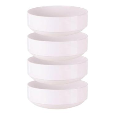 Imagem de Jogo 4 Tigelas Bowl Empilhável 20cm Paola Porcelana Branca Cumbuca Restaurante Tramontina