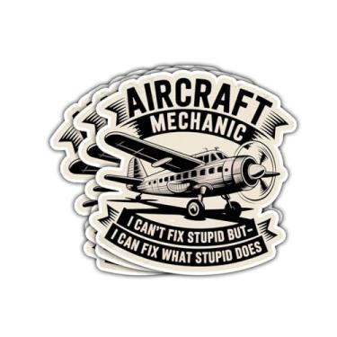 Imagem de Adesivo de vinil com citação de humor de aviação mecânica consertando coisas estúpidas para engenheiros, técnicos, pilotos, estudantes, caixa de ferramentas, laptop, janela de carro, capacete, caderno