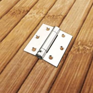 Imagem de 2 peças dobradiça de mola de abertura dupla de aço inoxidável dobradiça bidirecional folha de porta denim cerca de porta fechamento automático