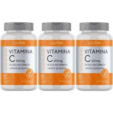 Imagem de Kit 3X Vitamina C + Zinco 500mg - 60 Cápsulas Lauton Nutrition-Masculino