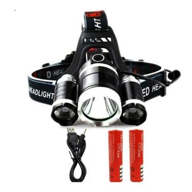 Imagem de Lanterna De Cabeça Holofote 3 Leds Super Potente Ciclismo