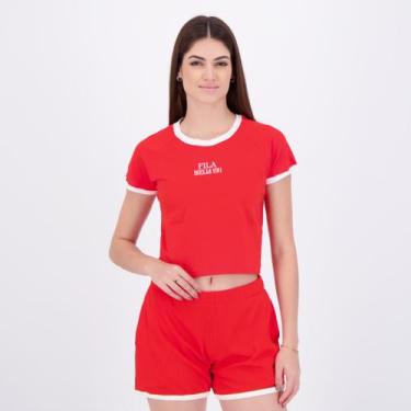 Imagem de Cropped Fila Slim Letter Feminino Vermelho, P