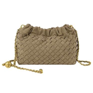 Imagem de Joryin Bolsa tiracolo feminina de tecido e bolsa de noite, bolsa de mão de bolinho moderna e bolsa de ombro Hobo Cloud clutch moderna, Tecido de camurça cru
