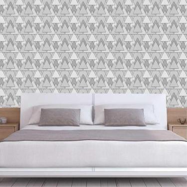 Imagem de Papel Parede Triângulos Geométrico Cinza Adesivo Sala Quarto - LRP