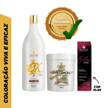Imagem de Kit Pó Descolorante De 250 G + Ox De 20 + Coloração 10,89 - Dyusar Cos