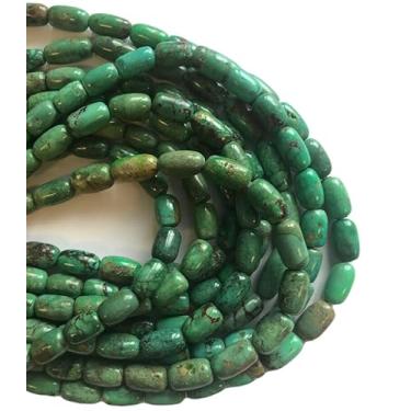 Imagem de Lady Works Fio de pedra natural turquesa verde de 33 cm, contas lisas de barril de 11-14 x 8 mm para fazer joias DIY | Beads_04546