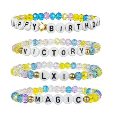 Imagem de KINFERTE Para KPop Mercadoria Inspirada em Demônios, Pulseiras de Feliz Aniversário, 4 Conjuntos, Fantasia de Caça K-Pop Cosplay, Acessórios de Mercadoria Amizade Joias Presentes para Fãs Mulheres