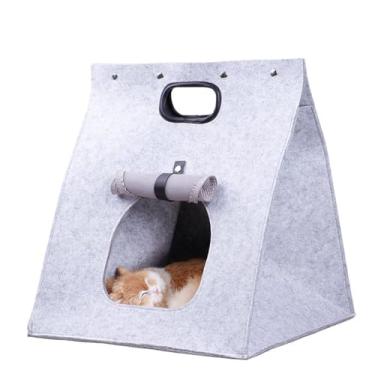 Imagem de 2-em-1 Barracas Portáteis Plegáveis para Pets Canis Casas de Viagem Casa Ninho Pelúcia Sacodeiro Dormir Quente com Auto-Aquecimento Fácil Limpar Montar Cama Feltro Gatos e Cães