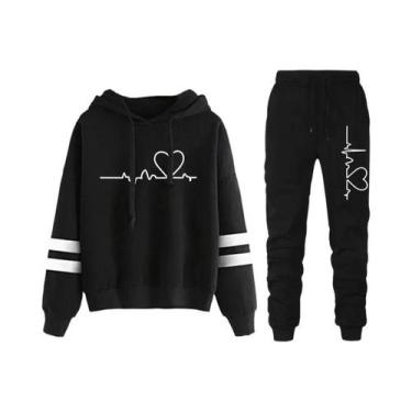 Imagem de Conjunto De Moletom Casual Feminino Com Listras De Alta Qualidade, Blu