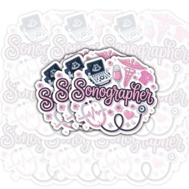 Imagem de 3 adesivos ultrassonografistas, decalque de vinil de tecnologia de ultrassom, adesivo à prova d'água de radiologia médica para laptop, garrafa de água, esfoliantes, presente para técnicos de ultrassom