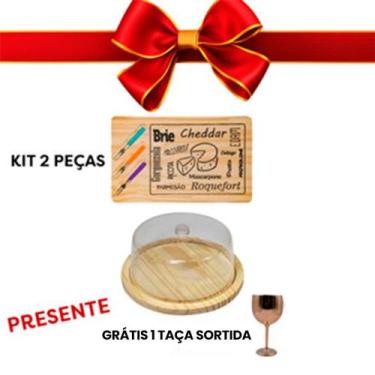 Imagem de OFERTA LANÇAMENTO KIT Tabua Madeira de Frios 25cm e Boleira Natural Co