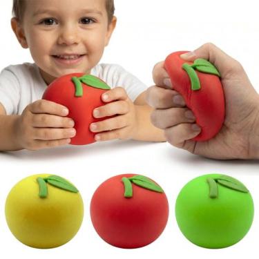 Imagem de Kit 3 Squishies Coloridos De Maçã Fofo e Macio Para Apertar Brinquedos