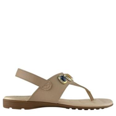 Imagem de Sandália Rasteira Modare Feminina Conforto com Pedras, Bege, 37