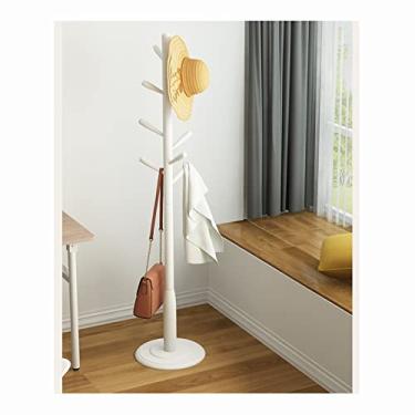 Imagem de Cabide independente para uso doméstico com 9 ganchos cabideiro de madeira moderno para casaco e chapéu, acessório de roupas, guarda-chuva, suporte de secagem (amarelo)