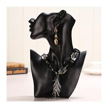 Imagem de Porta-joias Colares de Resina Suporte de Exibição Lateral Modelo Retrato Brinco Colar Suporte de Exibição para Joias Brincos Gargantilhas Pingentes e Colares Exibição de Joias (Cor: Preto)