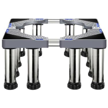 Imagem de Suporte de pedestal para lavadora e secadora 28 de largura carga universal 400 kg para secadora ajustável, máquina de lavar e geladeira, base ajustável multifuncional, cinza 12 pés-10 cm