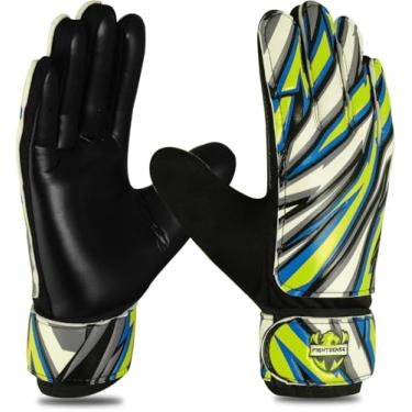 Imagem de FIGHTSENSE Luvas de goleiro de futebol para crianças, meninos, luvas de goleiro de futebol, palma de látex de 5 mm, respirável, antiderrapante forte, proteção de pulso dupla (amarelo, tamanho 6