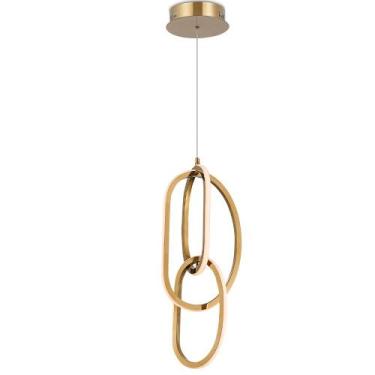 Imagem de Lustre Pendente Dourado Led 30w 3000k Tiffel 16.5x55cm Moderno Bivolt 