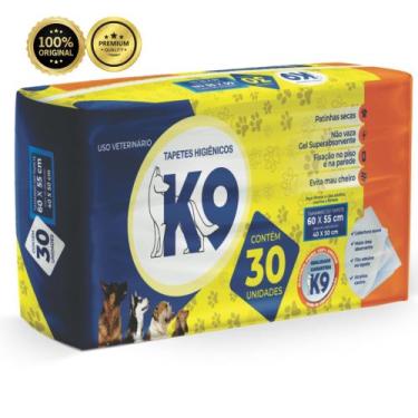 Imagem de Tapete Higiênico K9 para Cães e Gatos 60x55cm  30 Unidades, Super Abso