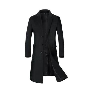 Imagem de Casaco De Lã Masculino Grosso Para Outono E Inverno, Trench Coat Longo