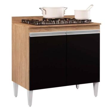 Imagem de Balcão Para Cooktop 2s Brenda Castanho Preto 80cm