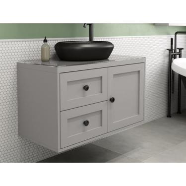 Imagem de Gabinete Para Banheiro Provençal 80 C/ Cuba - Astral Design, Cinza / P