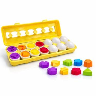 Imagem de Brinquedo Educativo Infantil Caixa Ovos De Encaixar Formas Geométricas