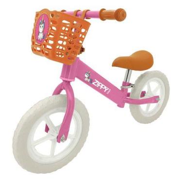 Imagem de Bicicleta De Equilíbrio Cestinha Aro 12 Azul Ou Rosa Zippy, Rosa