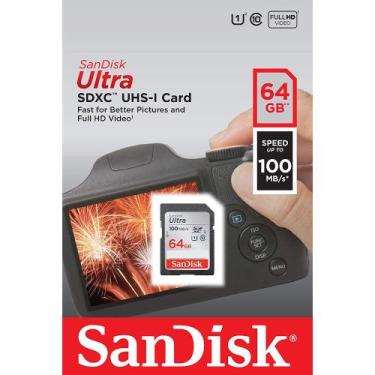 Imagem de Cartão SD 64Gb classe 10 Ultra, 100Mb/s, SDSDUNR-064G-GN6IN  SANDISK