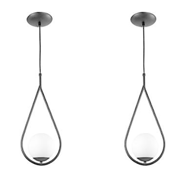 Imagem de Kit 2 Luminária Pendente Aro Gota Orby Preto Magnifico