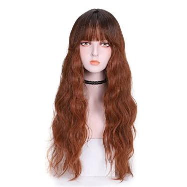 Imagem de Peruca de cabelo cacheado longo JAMBHALA para mulheres peruca ondulada fofa peruca sintética natural para dia/festa/cosplay 27 polegadas