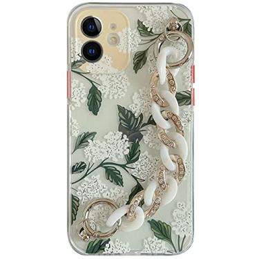 Imagem de Capas de telefone de pulseira de flor de lírio branco para iphone 12 pro max 11 pro x xs max xr 7 8 plus capa de concha de corrente, b com corrente xj, para iphone 12