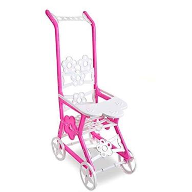 Imagem de DIVIPLAST - Carrinho de Boneca - Brinquedo - 3 anos ou mais - Branco com detalhes em Rosa - 63x19,5x21,5 cm