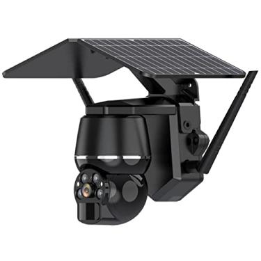 Imagem de Câmera de segurança solar 2MP / 4MP externa sem fio, câmera PTZ doméstica 4G, visão noturna colorida alimentada por bateria, detecção de movimento, áudio bidirecional, painel panorâmico (4MP)